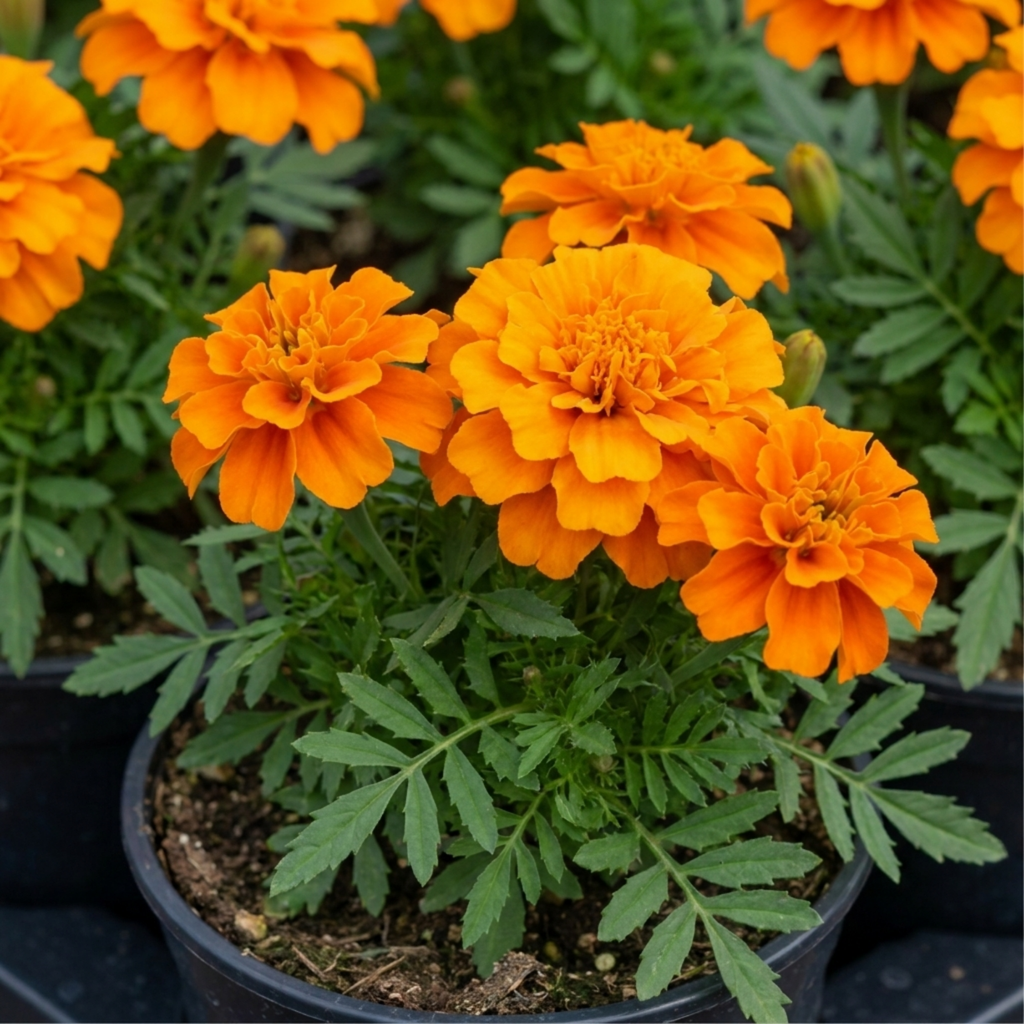 1 Large Plant - Marigold Durango Tangerine, Outdoor Garden Ready, 2L Pot