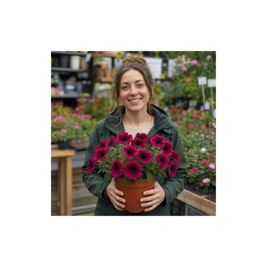 1 Large Plant - Petunia Rimarkable Cherry, Ready to Plant in Your Garden, 2L Pot