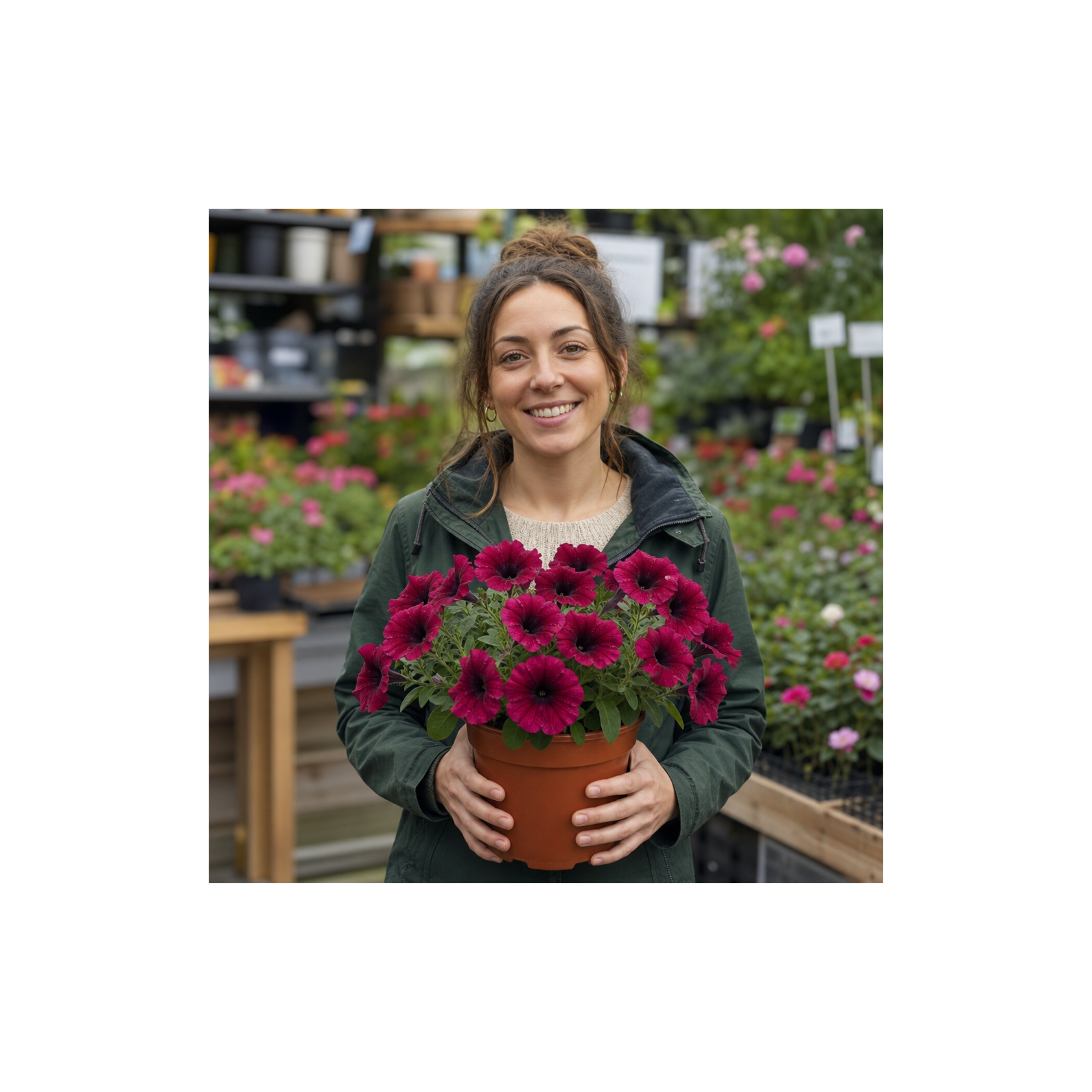 1 Large Plant - Petunia Rimarkable Cherry, Ready to Plant in Your Garden, 2L Pot
