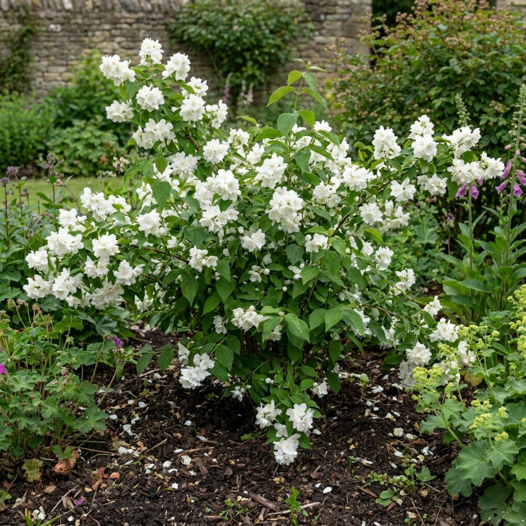 1 Philadelphus Virginal Mock Orange Plant, Fragrant White Flowering Shrub, 2L Root-Ball
