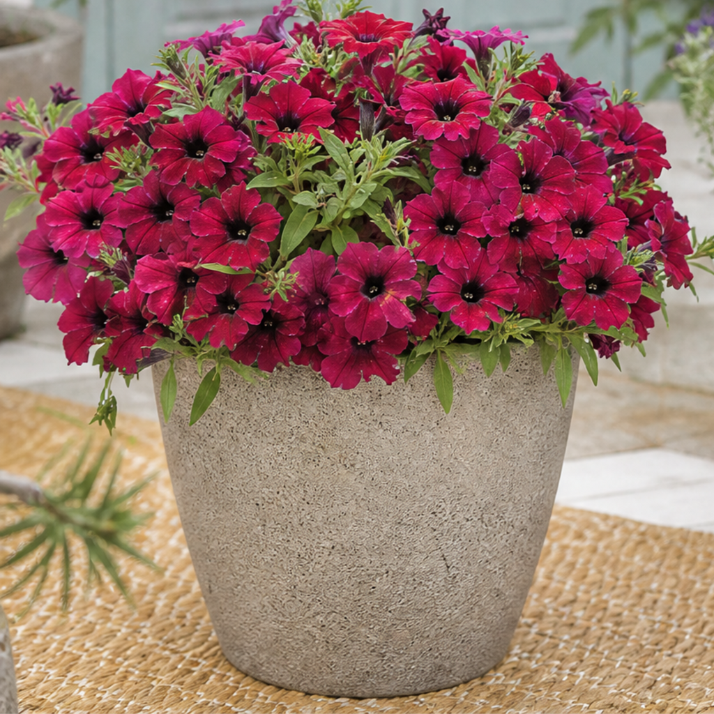 1 Large Plant - Petunia Rimarkable Cherry, Ready to Plant in Your Garden, 2L Pot