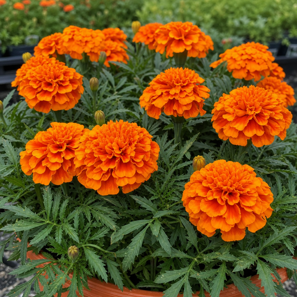1 Large Plant - Marigold Durango Tangerine, Outdoor Garden Ready, 2L Pot