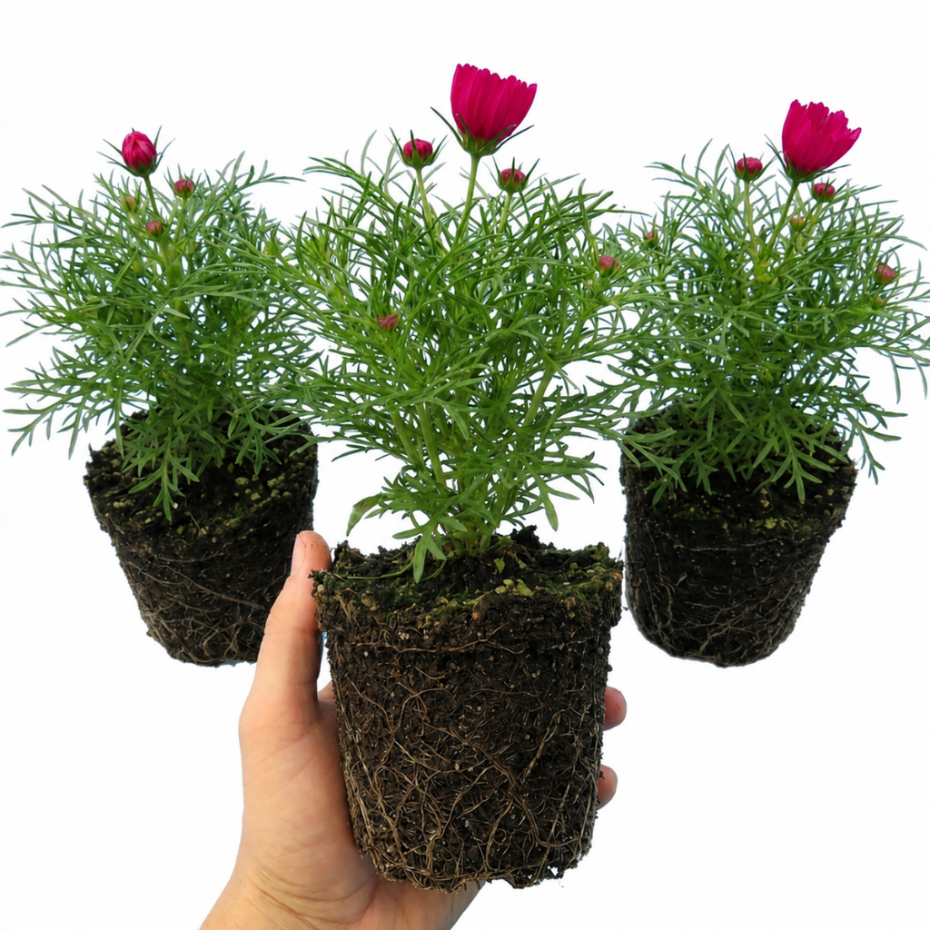 Set of 3 or 6 Large Plants - Cosmos Apollo Carmine, Ready to Plant in Your Garden, Peat-Free