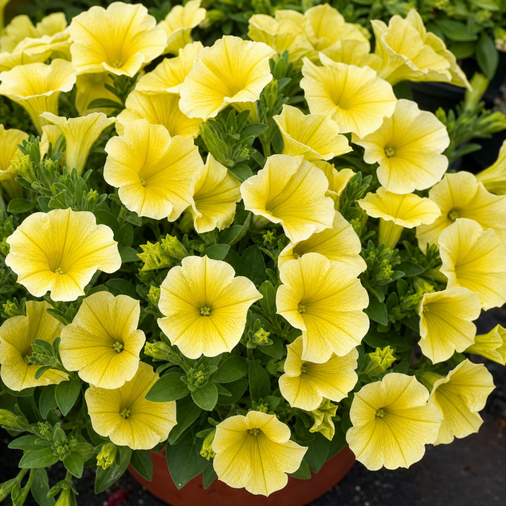 1 Large Plant - Petunia Rimarkable Hello Yellow, Outdoor Garden Ready, 2L Pot