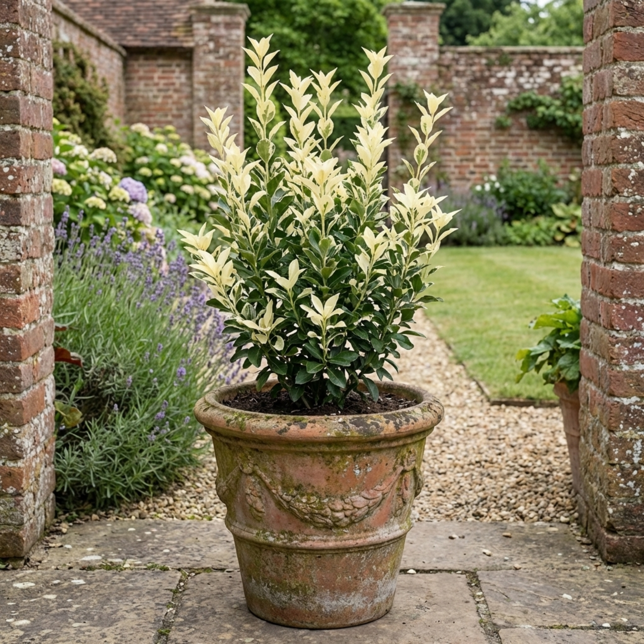 1 Euonymus Japonicus Paloma Blanca Plant, Hardy Evergreen Shrub for Garden, 7.5 Litre Root-Ball