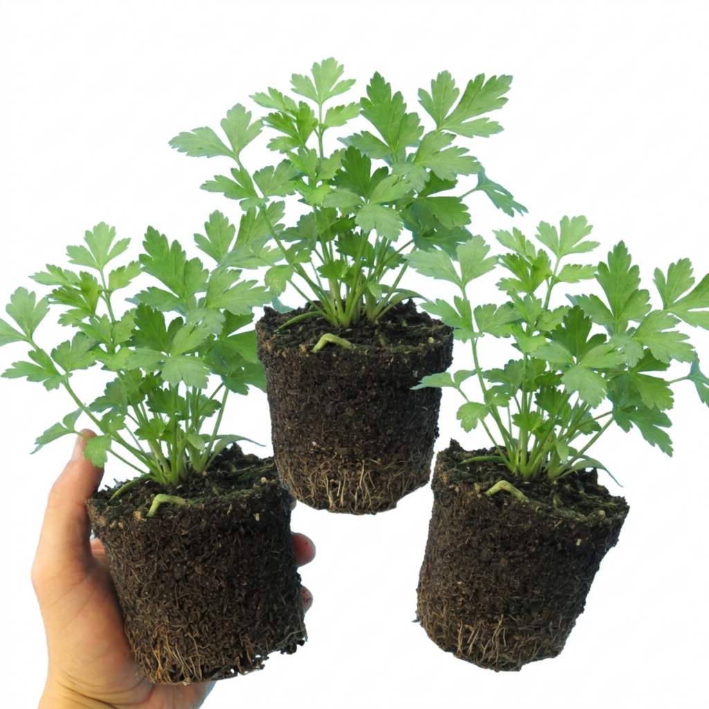 Set of 3 or 6 Italian Flat Leaf Parsley (Petroselinum crispum) Herb Plants, Fresh Kitchen Garden Ready, Outdoor Growing, 1 Litre Root-Ball